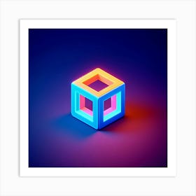 Neon Cube 3 Art Print