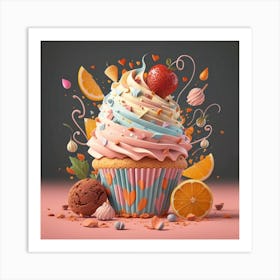 3d Cupcake Art Print