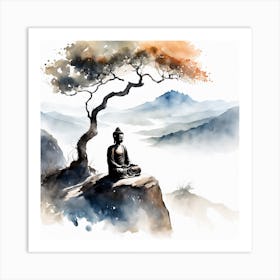 Buddha Painting Landscape (9) Art Print