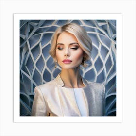 Firefly Elegant Woman With A Dreamy Geometric Background 83932 Art Print