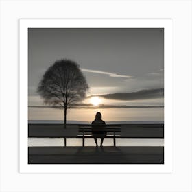 Sunset On A Bench 4 Art Print