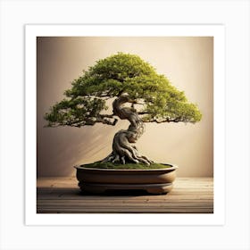 Firefly Elegant Bonsai Tree In A Tranquil Minimalist Design 67023 (2) Art Print