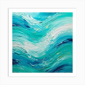 Abstract Turquoise Waves Embracing A Fresh Nautical Texture Gently Lapping Across The Canvas Blend (3) Art Print