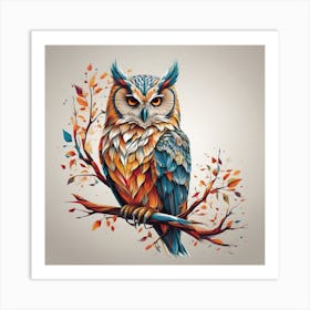 Owl On A Branch Art Print