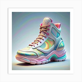 Futuristic Pink And Blue Sneaker Art Print