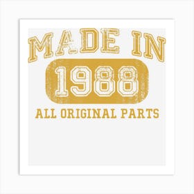 Made In 1988 Birthday Gifts 34 Year Old 34th Bday Present Art Print