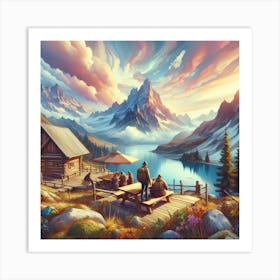 Cabin In The Mountains Art Print