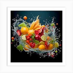 Fruit Splashing Water 7 Art Print