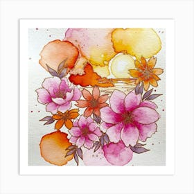 Watercolor Of Flowers 2 Art Print