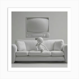 Sitting On A White Couch Art Print