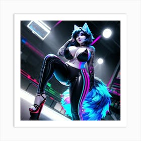 Neon Kitty Cat 01 Art Print