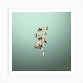 Gold Botanical Shewy Delphinium Flower on Mint Green n.3941 Art Print