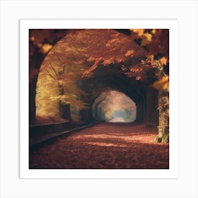 Autumn Leaves In A Tunnel Art Print