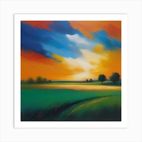 Sunset In The Field Art Print