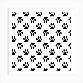 Black And White Paw Prints Art Print