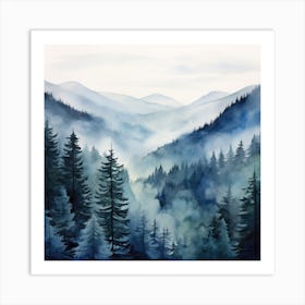 Watercolor Of Mountains 1 Art Print