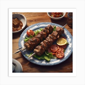 Kebabs On A Plate 2 Art Print