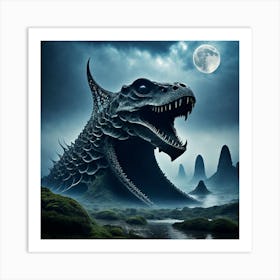 Dragon In The Moonlight Art Print