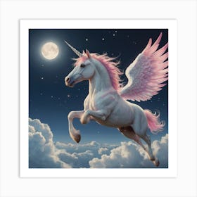 Unicorn Flying In The Sky Art Print