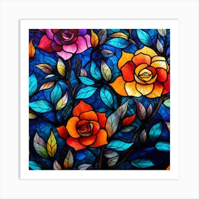 Stained Glass Roses 4 Art Print