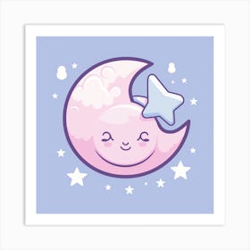 Moon And Stars Art Print