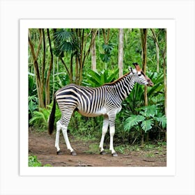 Okapi Africa Giraffe Mammal Forest Herbivore Stripes Hooves Wildlife Rainforest Congo Uni (3) 1 Art Print