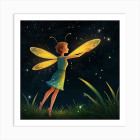 Fairy In The Night Sky Art Print