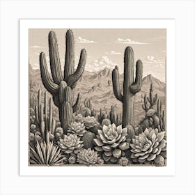 Cactus In The Desert 5 Art Print