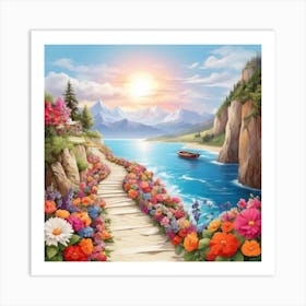 Beautiful Flowers near the sea Art Print