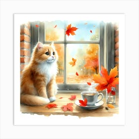 Autumn Cat Art Print