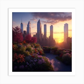 SUNSET IN MANHATTAN  Art Print