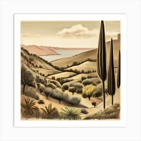 Landscape With Cypress Trees Art Print
