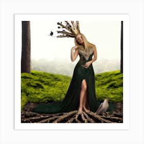 Woman In The Meadow 001 Art Print