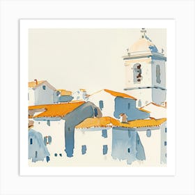 Watercolour Of A Village Art Print