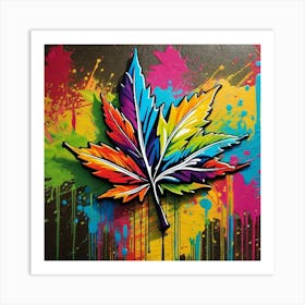 Colorful Marijuana Leaf 7 Art Print