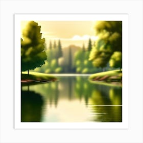 Landscape With Trees And Water 2 Art Print