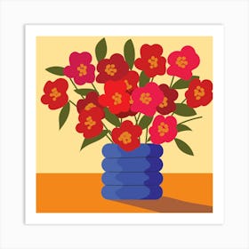 Red Flowers In A Vase Art Print