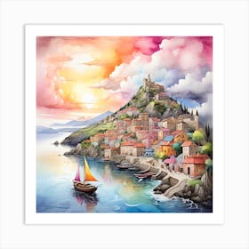 Village On The Sea Art Print