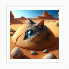 Cat In The Desert Art Print