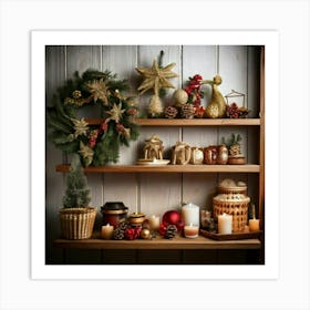 Firefly Charming Holiday Shelf With Festive Christmas Décor 70281 (2) Art Print