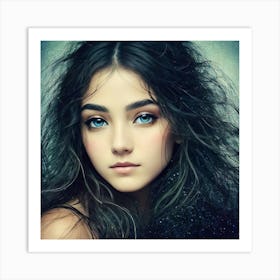 Exotic Girl With Blue Eyes Art Print