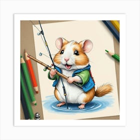 Hamster Fishing 18 Art Print