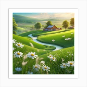 Daisies In The Field Art Print