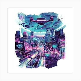 Futuristic City.Generated AI. Wall Art Print 8 Poster