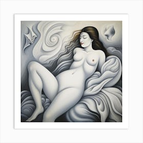 Nude grey Art Print