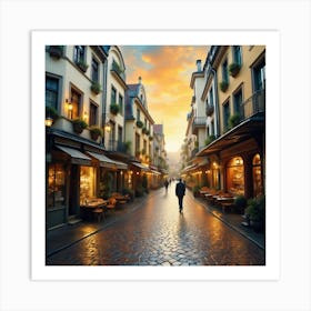 Street Scene In Brussels Art Print