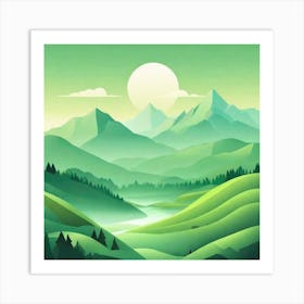 Misty mountains background in green tone 181 Art Print