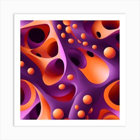 Purple and Orange Molecular Mirage Abstract Art Print