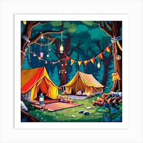 Camping In The Forest Art Print