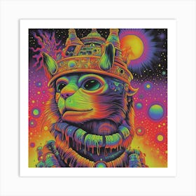 Psychedelic Cat King #1 Art Print